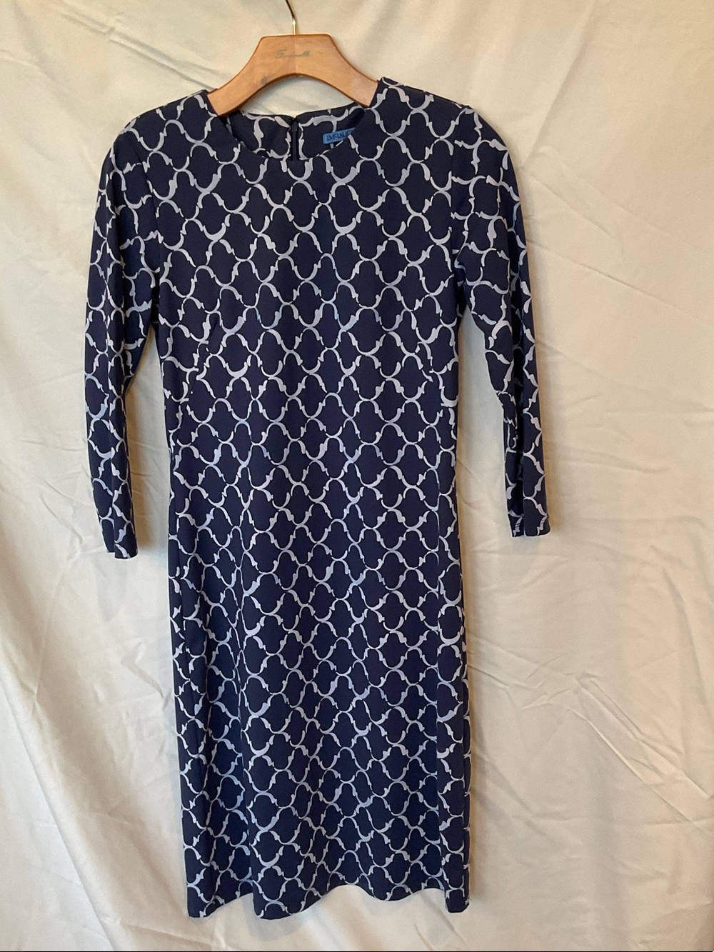 Navy Patterned Sheath Dress by DVF
